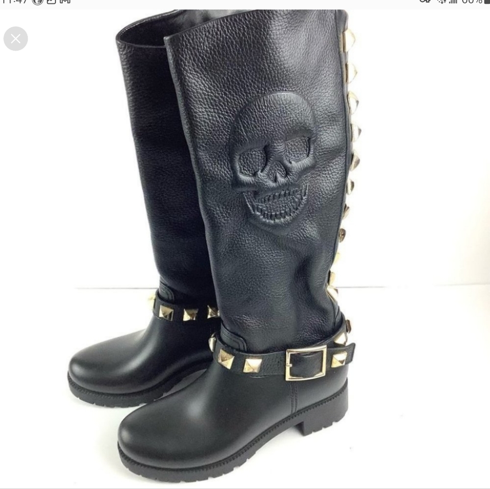 Philipp PLEIN LEATHER / RUBBER RAINBOOTS